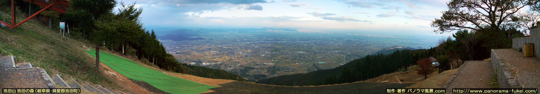 池田山 池田の森から望む濃尾平野のパノラマ風景写真